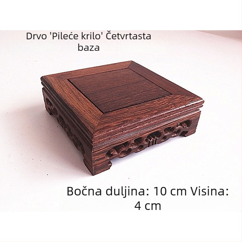 Masivna drvena podloga s korijenom rezbarenim za čajnik i šalicu; mala podloga za neobične kamenje, žad, prstene i pečate