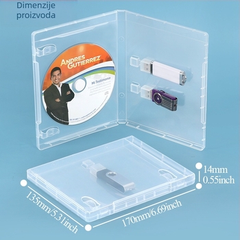 Kutija za USB flash pogon, prozirna PP plastična kutija s poklopcem, USB kutija za pohranu s klipom za knjigu
