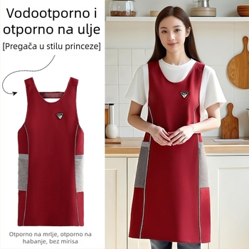 Bez rukava vodootporni kuhinjski prsluk-fartuh, otporan na ulje i habanje, jednobojan minimalistički dizajn, univerzalna veličina