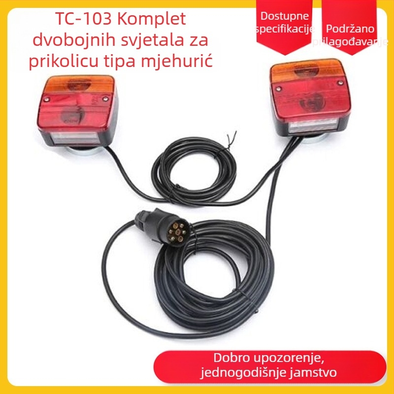 TC-103 Balon-stil komplet stražnjih svjetala za prikolice, dvobojne crveno-žute kućište – pogodan za prikolice, kamione i kombije