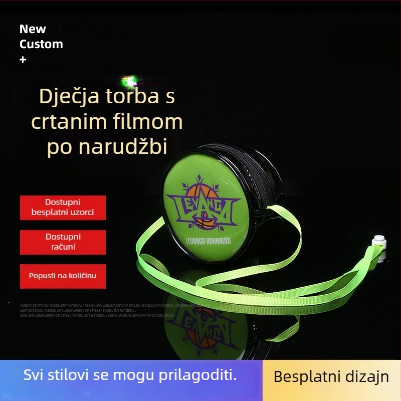 Dječji novčanik s naramenicom, mali okrugli PVC torbica s logom, slatki dizajn s motivom crtanih likova