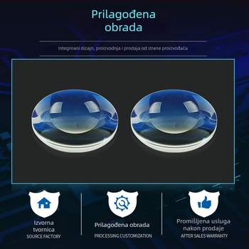 Antirefleksna plavo premazana konveksna leća, promjera 50 mm, plosno-konveksna optička leća, debela konveksna leća