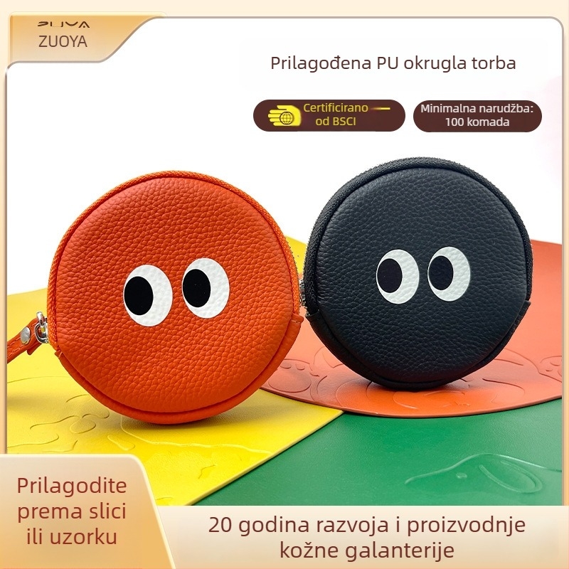 PU kožna preslatka mini novčanik za novčiće, prilagodljiv vašem dizajnu, s bakrenim zatvaračem i pretincem za ključeve