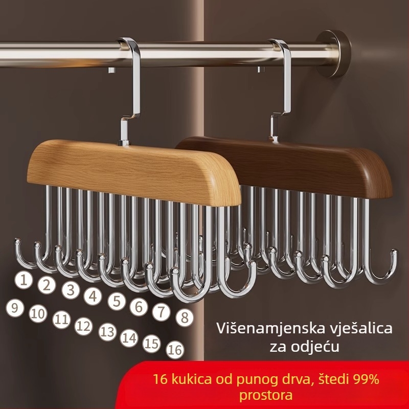 Višenamjenski organizator za pohranu donjeg rublja s drvenim kukama i valovitim sušilom, za dom i studentski dom.