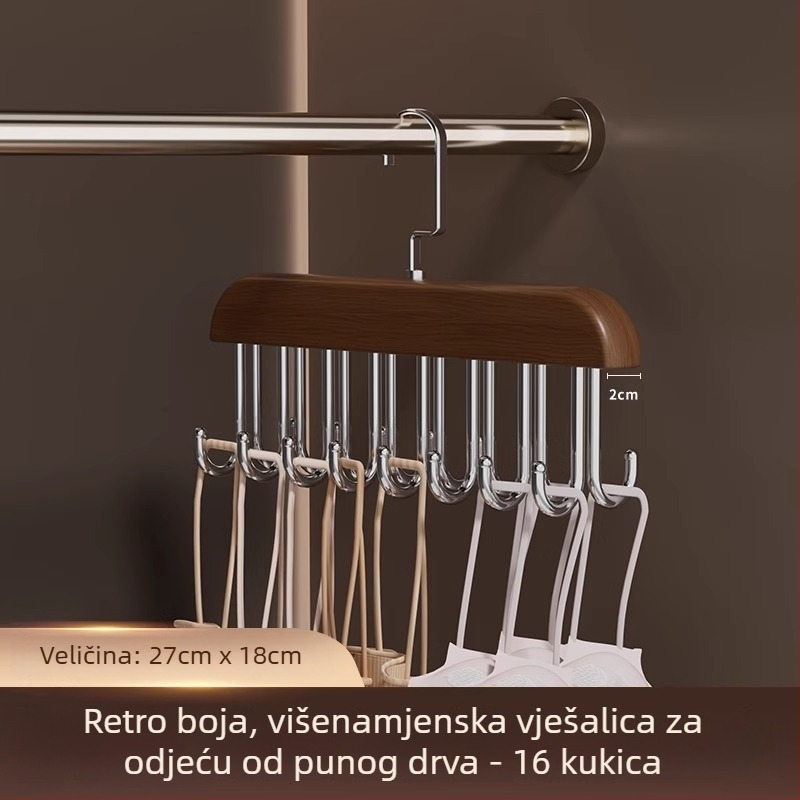 Višenamjenski organizator za pohranu donjeg rublja s drvenim kukama i valovitim sušilom, za dom i studentski dom.