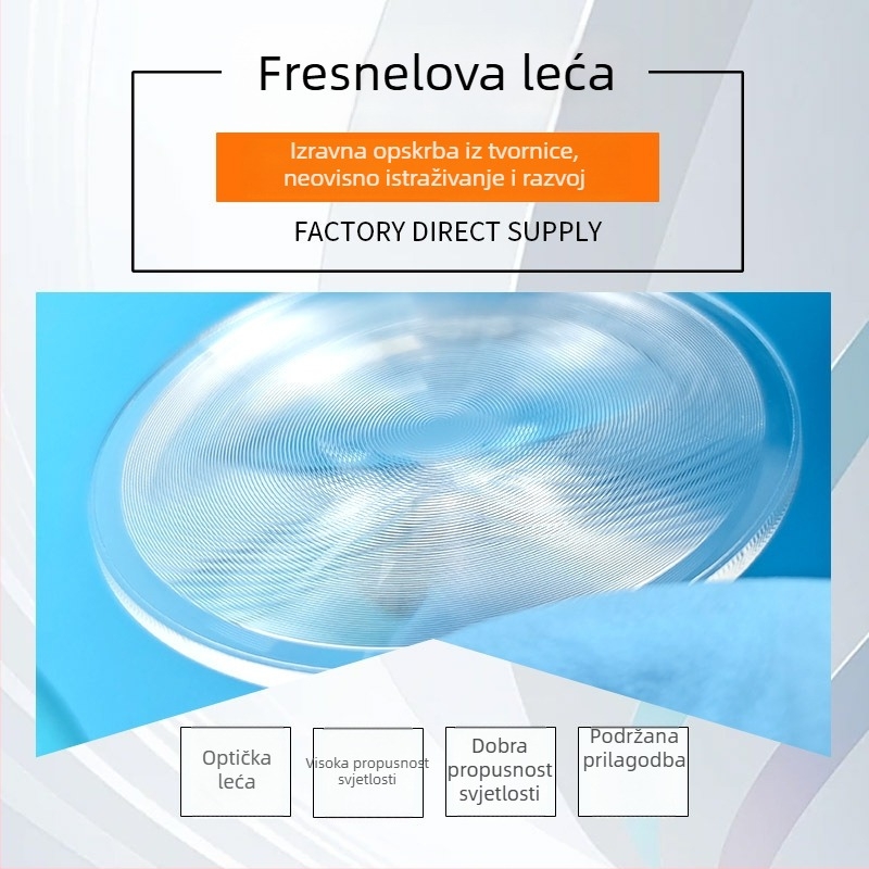 Fresnelova leća za projektor, 33 mm žarišna duljina, akrilni materijal