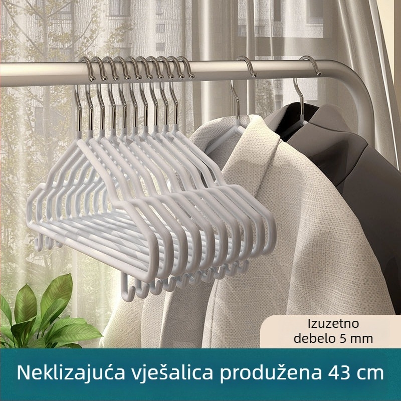 Extra debela protuklizna vješalica za odjeću za odrasle, držač za sušenje odjeće, vješalica od nehrđajućeg čelika s kukama