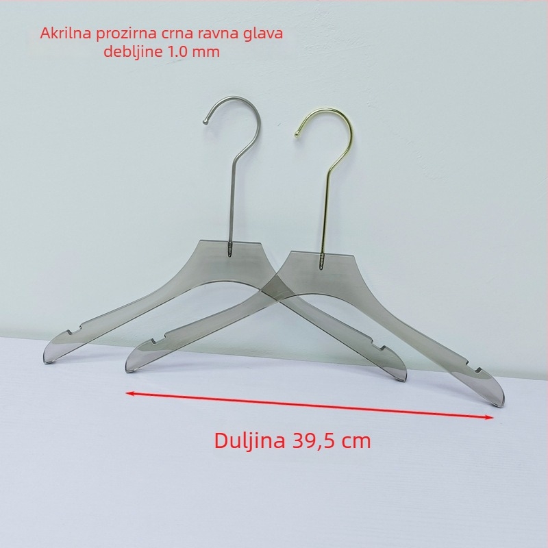 Akrilne protuklizne vješalice za žensku odjeću, kristalno prozirne, crne prozirne, moderni minimalistički dizajn, za kućnu upotrebu