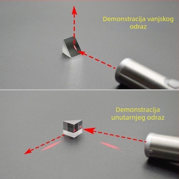 Optičko staklena trokutna prizma sa kosim aluminijskim premazom, unutarnja i vanjska refleksija 90°, eksperimentalna prizma s pravim kutom