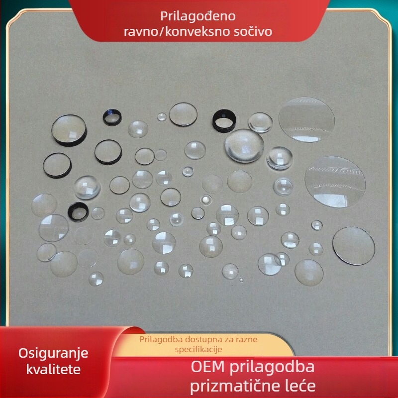 Set optičkih staklenih leća: konkavne i konveksne, povećalo, laserska leća, prilagodba