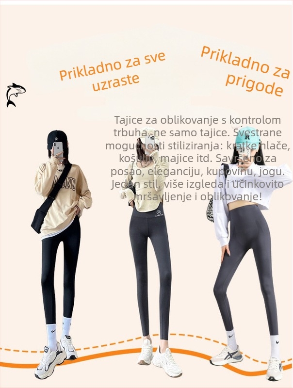Ženske legginse 9/10 dužine, visok pojas, oblikovanje trbuha i podizanje bokova, za jogu i vožnju.