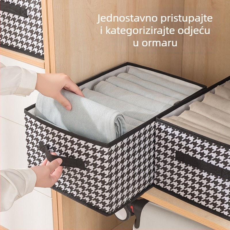 Crna kutija za skladištenje s uzorkom houndstooth, sklopiva i periva za kućnu organizaciju