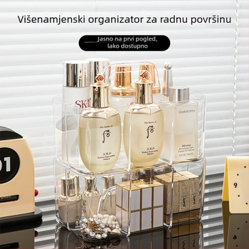 Akrilna kutija za kozmetiku s pregradama, organizator na stol za šminku, otporna na prašinu, velika kapaciteta