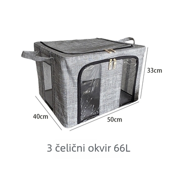 Velika sklopiva kutija za odlaganje odjeće od netkanog materijala, garderobni organizator, prilagodljiv, kapacitet 60–70 L, japanskog stila dizajn; dimenzije: 24 L (40×30×20 cm), 66 L (50×40×33 cm), 100 L (60×42×40 cm)