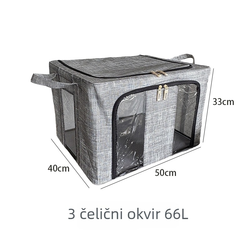 Velika sklopiva kutija za odlaganje odjeće od netkanog materijala, garderobni organizator, prilagodljiv, kapacitet 60–70 L, japanskog stila dizajn; dimenzije: 24 L (40×30×20 cm), 66 L (50×40×33 cm), 100 L (60×42×40 cm)