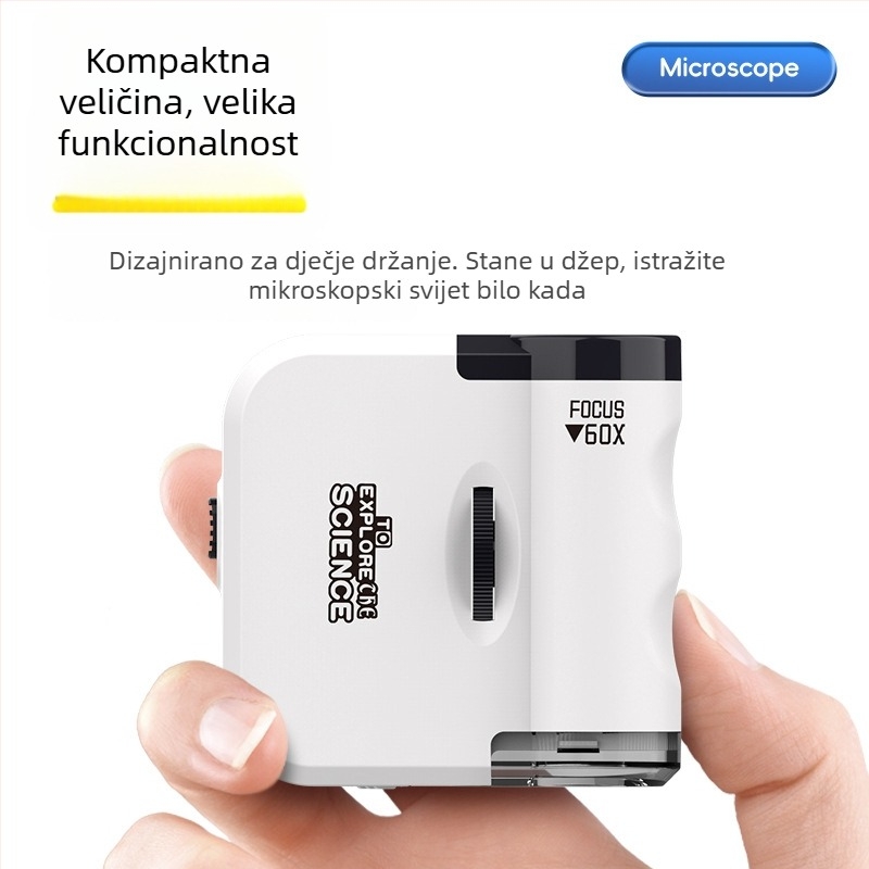 Mini mikroskop privjesak za ključeve, 60x povećanje, istraživanje na otvorenom za djecu, prenosiva edukativna igračka, model LZ8611-1