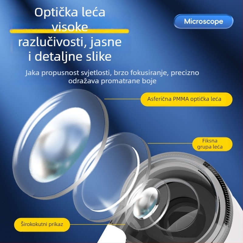 Mini mikroskop privjesak za ključeve, 60x povećanje, istraživanje na otvorenom za djecu, prenosiva edukativna igračka, model LZ8611-1