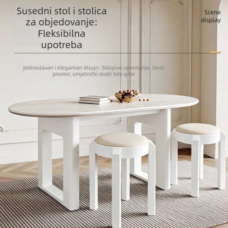 Okrugla plastična stolica s odvojivom mekom navlakom, pogodna za skladištenje, moderni minimalistički dizajn, debeli mekani premaz za kućnu upotrebu
