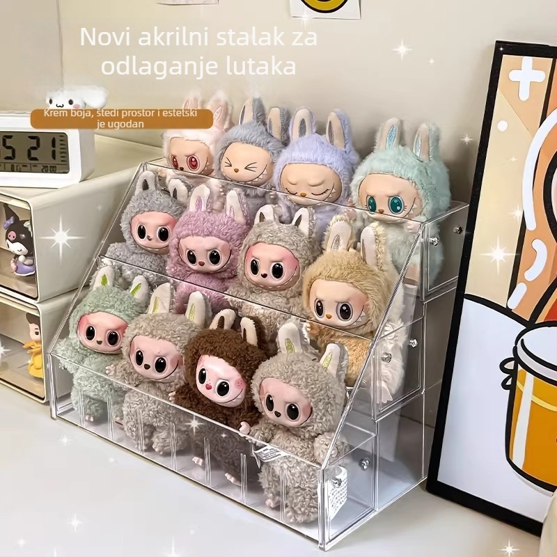Prozirni akrilni višeslojni stalak za izlaganje lutkica i figurica, spremnik za Pop Mart figurice