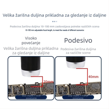 9-inčni digitalni mikroskop, 1600x povećanje, HD industrijsko povećalo za inspekciju PCB-a, zavarivanje i popravke