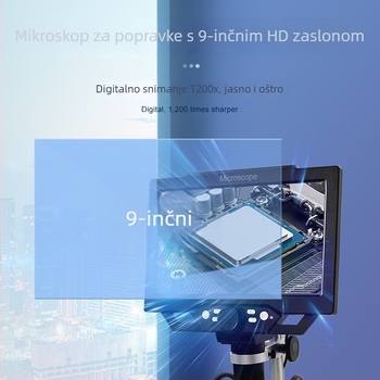 9-inčni digitalni mikroskop, 1600x povećanje, HD industrijsko povećalo za inspekciju PCB-a, zavarivanje i popravke