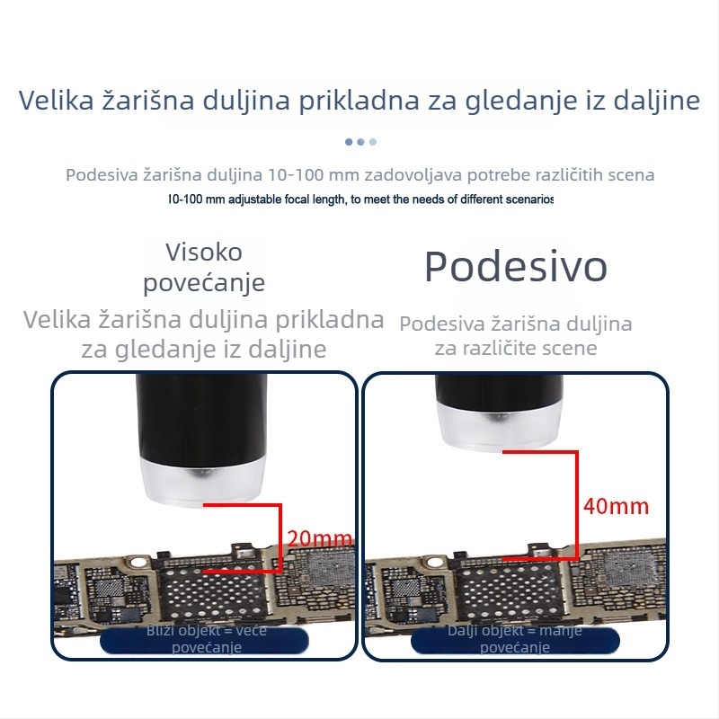 9-inčni digitalni mikroskop, 1600x povećanje, HD industrijsko povećalo za inspekciju PCB-a, zavarivanje i popravke