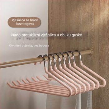 Vješalica za hlače u obliku guske, Z-oblik za pohranu i sušenje u garderobi, ojačani kopčasti za hlače i protuklizna potpora za odjeću