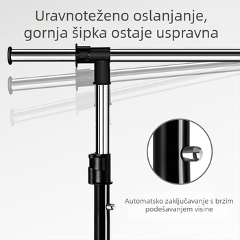 Stojeći stalak za sušenje odjeće za unutarnju upotrebu, s jednom šipkom, kompaktno rješenje za spavaću sobu