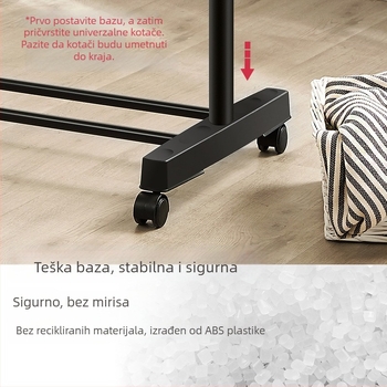 Stojeći stalak za sušenje odjeće za unutarnju upotrebu, s jednom šipkom, kompaktno rješenje za spavaću sobu