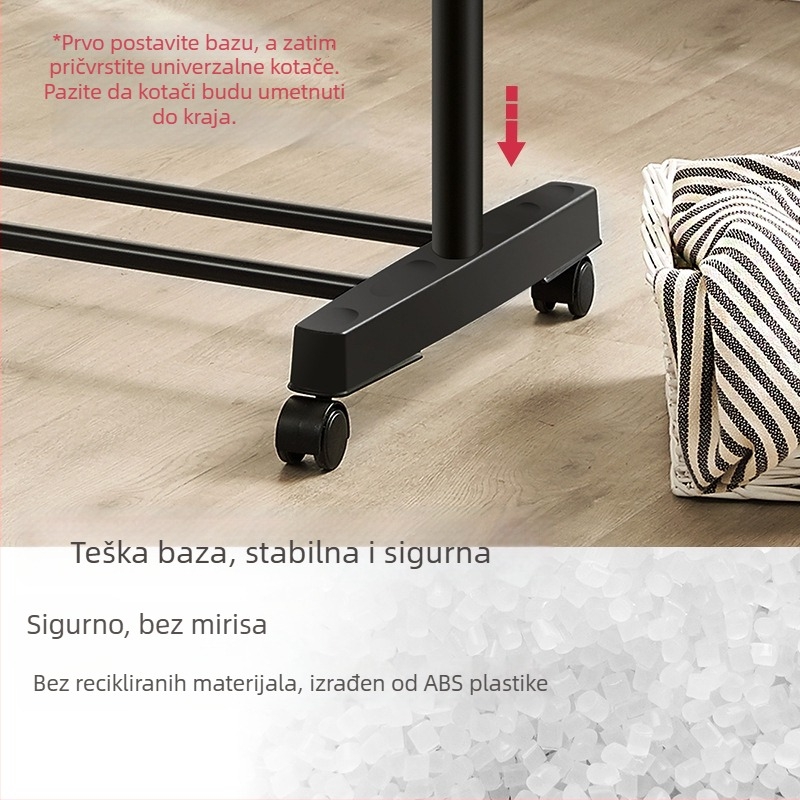 Stojeći stalak za sušenje odjeće za unutarnju upotrebu, s jednom šipkom, kompaktno rješenje za spavaću sobu