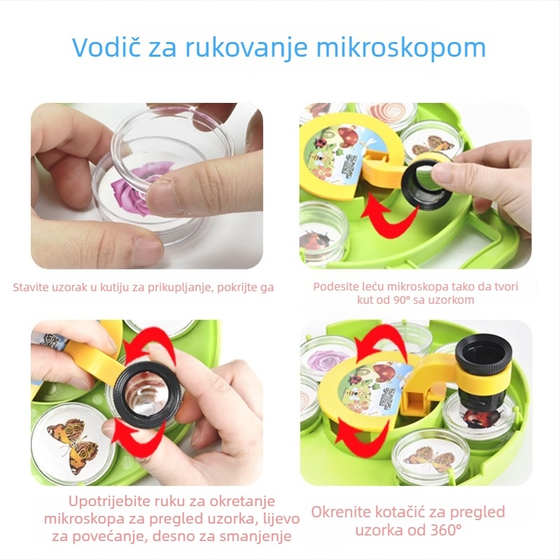 Dječji edukativni mikroskop za biološka istraživanja – promatranje insekata i biljaka, nastavna pomagala New Sunshine