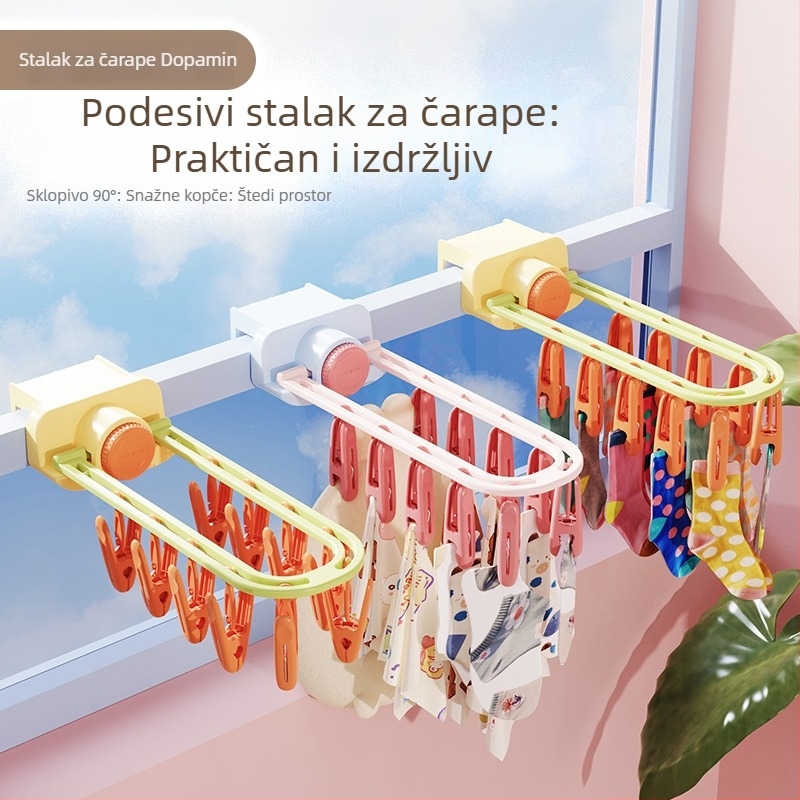 Sklopiva sušilica za odjeću za balkon, s više kopči, za donje rublje i čarape