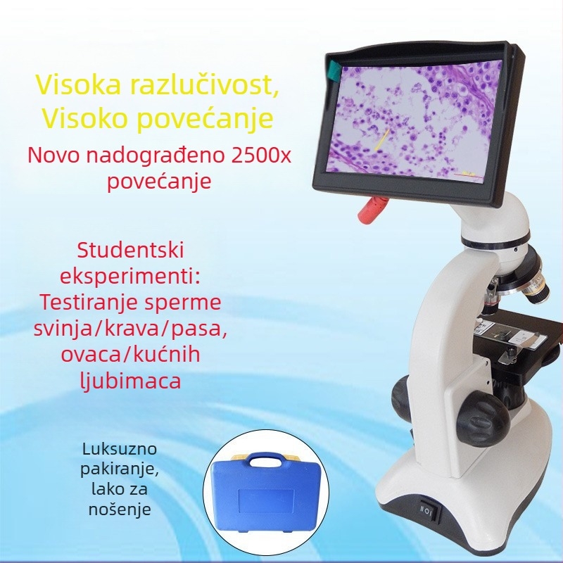 Biološki mikroskop 5000x s visokom osvjetljenjem, mikroskop za promatranje spermija za srednjoškolce