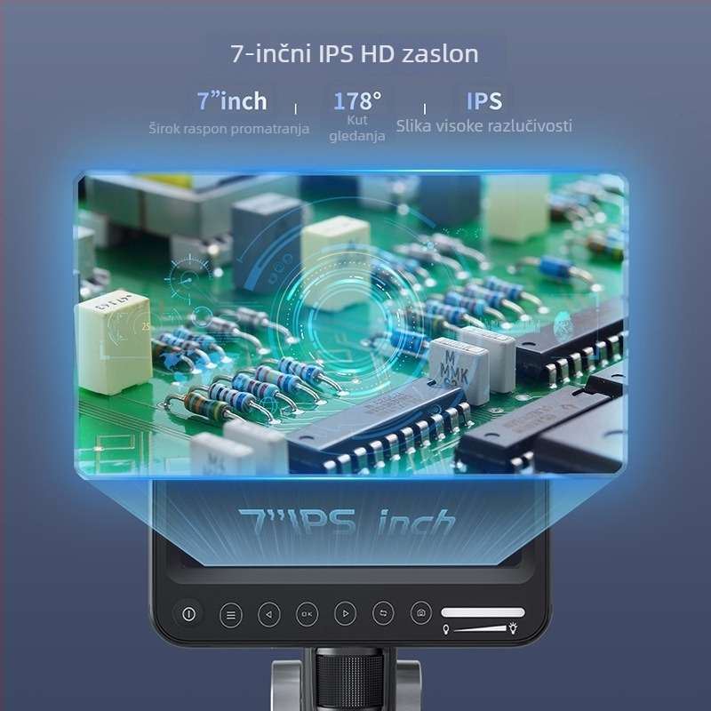 318A 7-inčni IPS digitalni mikroskop, 12 MP, do 1600x povećanje, za popravak elektronike