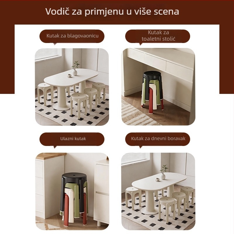 Plastična visoka stolica, kružnog oblika, za dom i kupaonicu, debela izdržljiva konstrukcija, stohovljiva