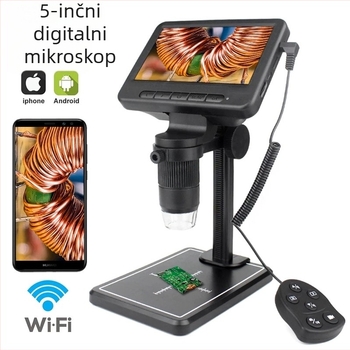 Novi 5-inčni Wi‑Fi digitalni mikroskop sa zaslonom, stolni mikroskop za inspekciju i održavanje