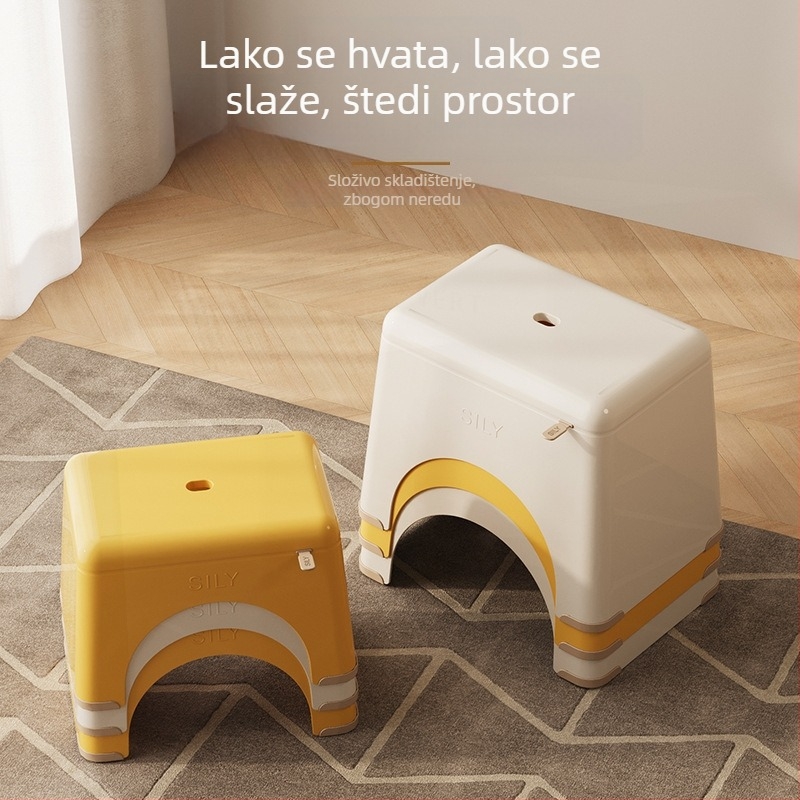 Plastična mala stolica za dom, niski dnevni stolac za djecu, slaganje u hrpe, debela protuklizna podloga, pogodna za kupaonicu