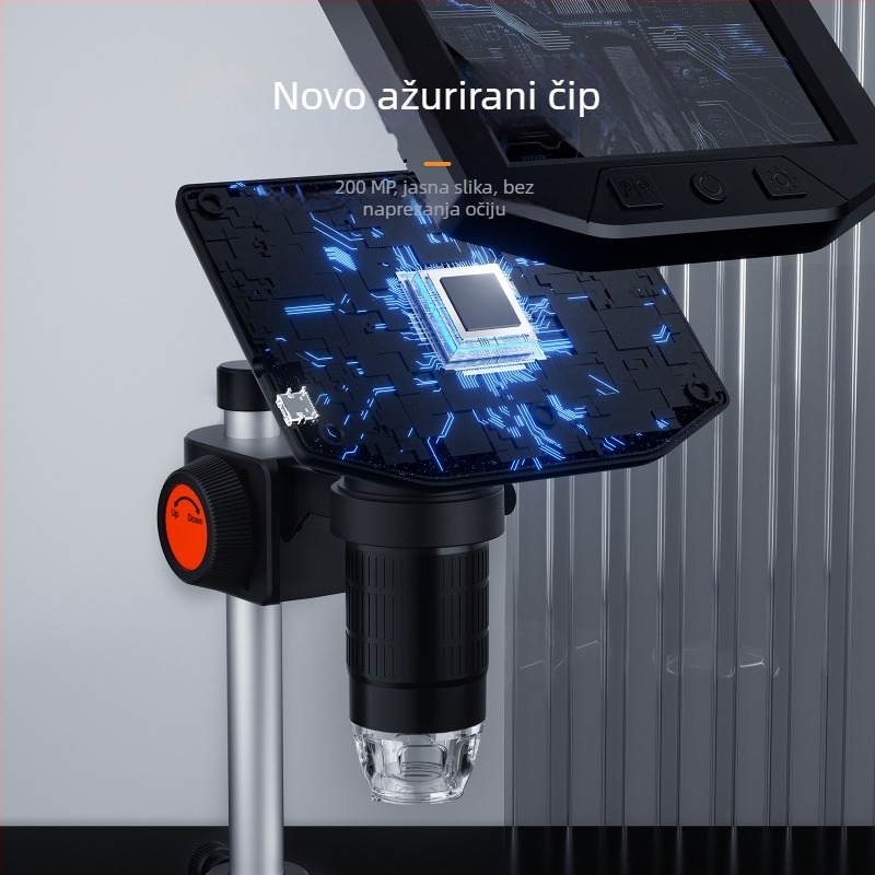 Digitalni industrijski mikroskop sa zaslonom, 100× povećanje, 2 MP senzor, prenosni profesionalni povećivač za elektroniku.