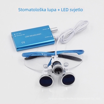 Zubarska binokularna lupa s LED naglavnim svjetlom za kirurške zahvate, uvećanje 2,5×/3,5×