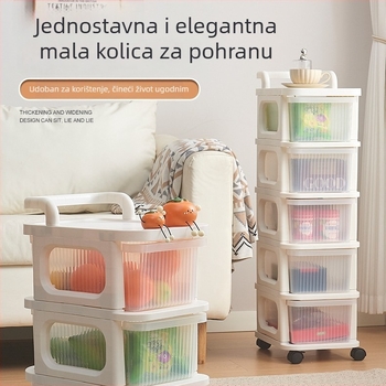 Petetažni plastični regal s ladicama na kotačićima, za grickalice i igračke