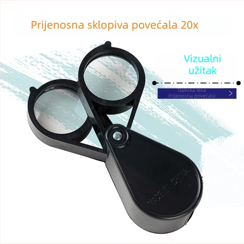 Prijenosna ručna lupa, promjer 30 mm, sklopiva, 10x povećanje, optičko staklo