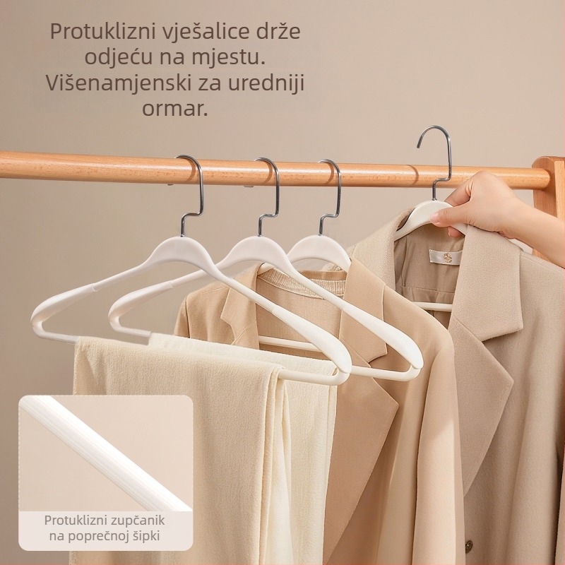 Vješalica za odjeću s širokim ramenima, bez tragova, za kućnu upotrebu — pogodna za odijela, kapute s perjem, kašmir i oversized odjeću.
