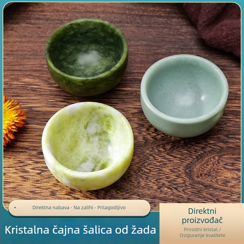 Prirodna sirova jade šalica za čaj Gongfu šalice, bijela Xiuyu jade čaša za vino, čajni set