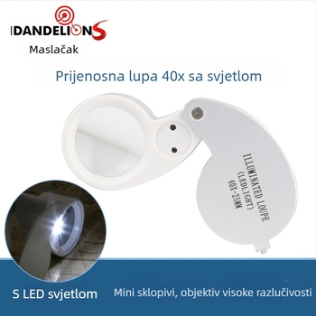 40x LED osvijetljena sklopiva lupa od aluminijske legure, za nefrit nakit i antikne rukotvorine, model MG21011