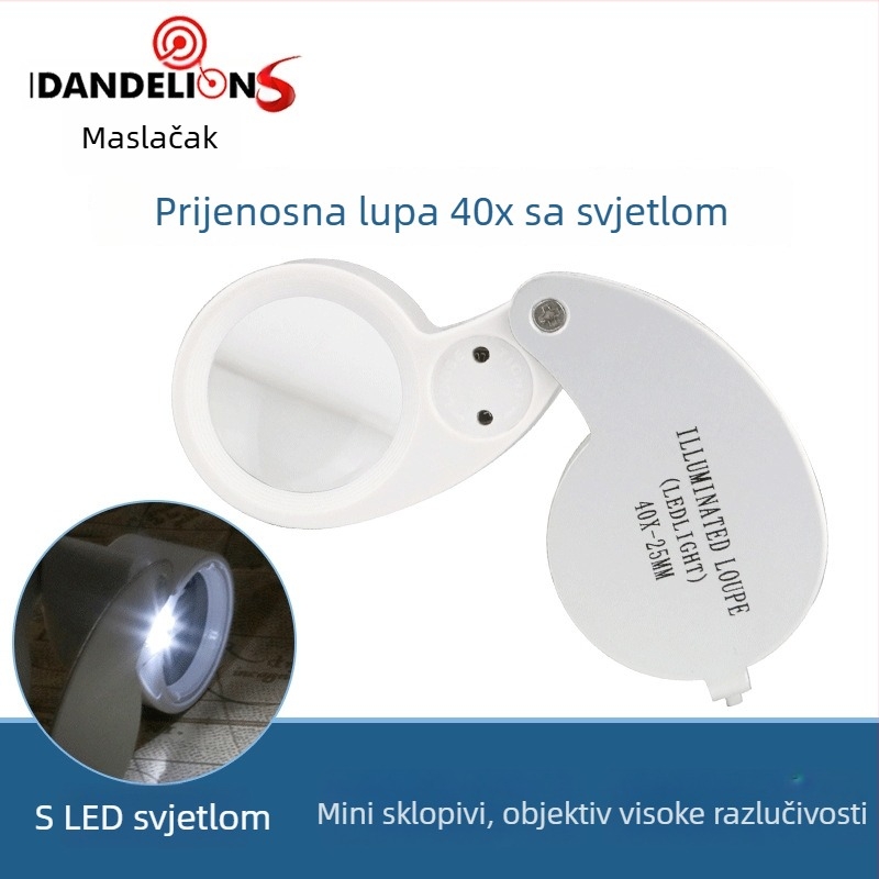 40x LED osvijetljena sklopiva lupa od aluminijske legure, za nefrit nakit i antikne rukotvorine, model MG21011