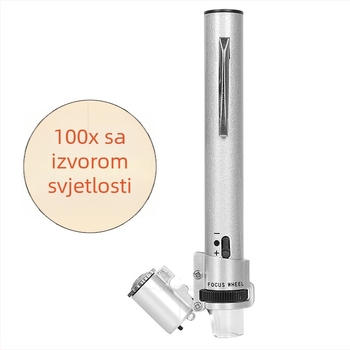 100x mikroskop u stilu olovke s podesivim fokusom i LED svjetlom, za tekstile, otiske na tkaninama, točkaste uzorke i procjenu nakita