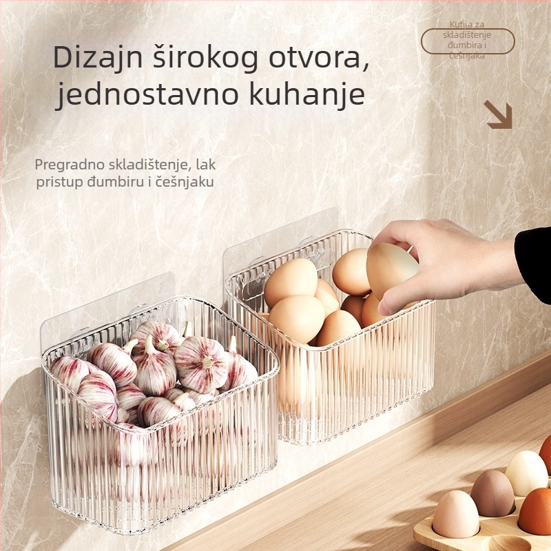 Zidni kutija za pohranu za kuhinju i kupaonicu, višenamjenski viseći organizator za zeleni luk, đumbir i češnjak