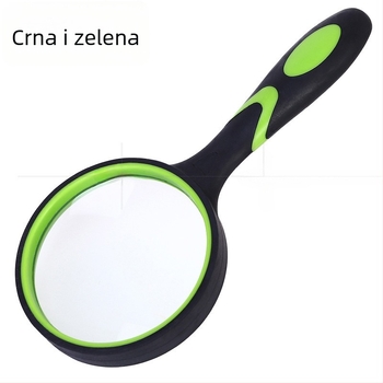 Ručna lupa s gumom drškom i plastičnim kućištem, optička staklena leća, 10x povećanje, za čitanje starijih osoba