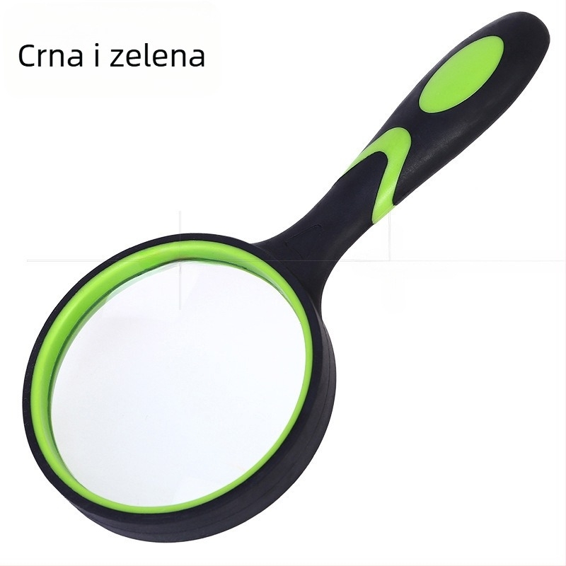 Ručna lupa s gumom drškom i plastičnim kućištem, optička staklena leća, 10x povećanje, za čitanje starijih osoba