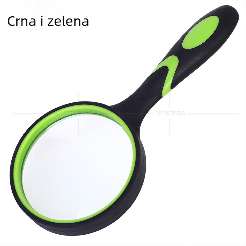 100 mm velika lupa s visokokvalitetnom staklenom lećom, dvobojna gumena protivklizna drška, za čitanje knjiga i novina